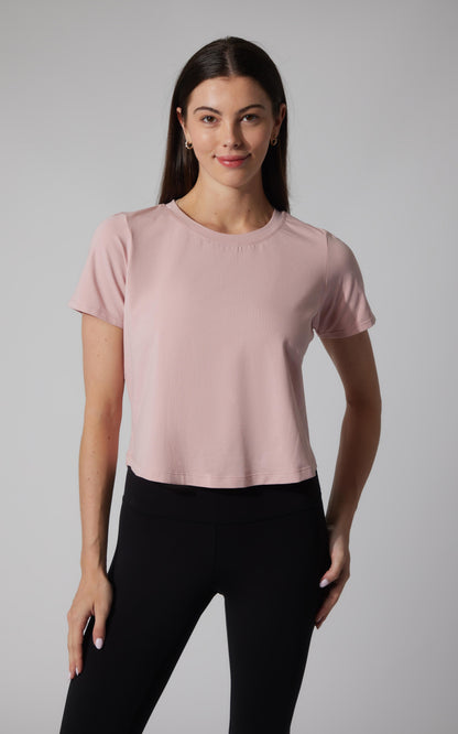 90 Degree by Reflex 2 PK Airlite Cotton Boxy Cropped Short Sleeve Tee