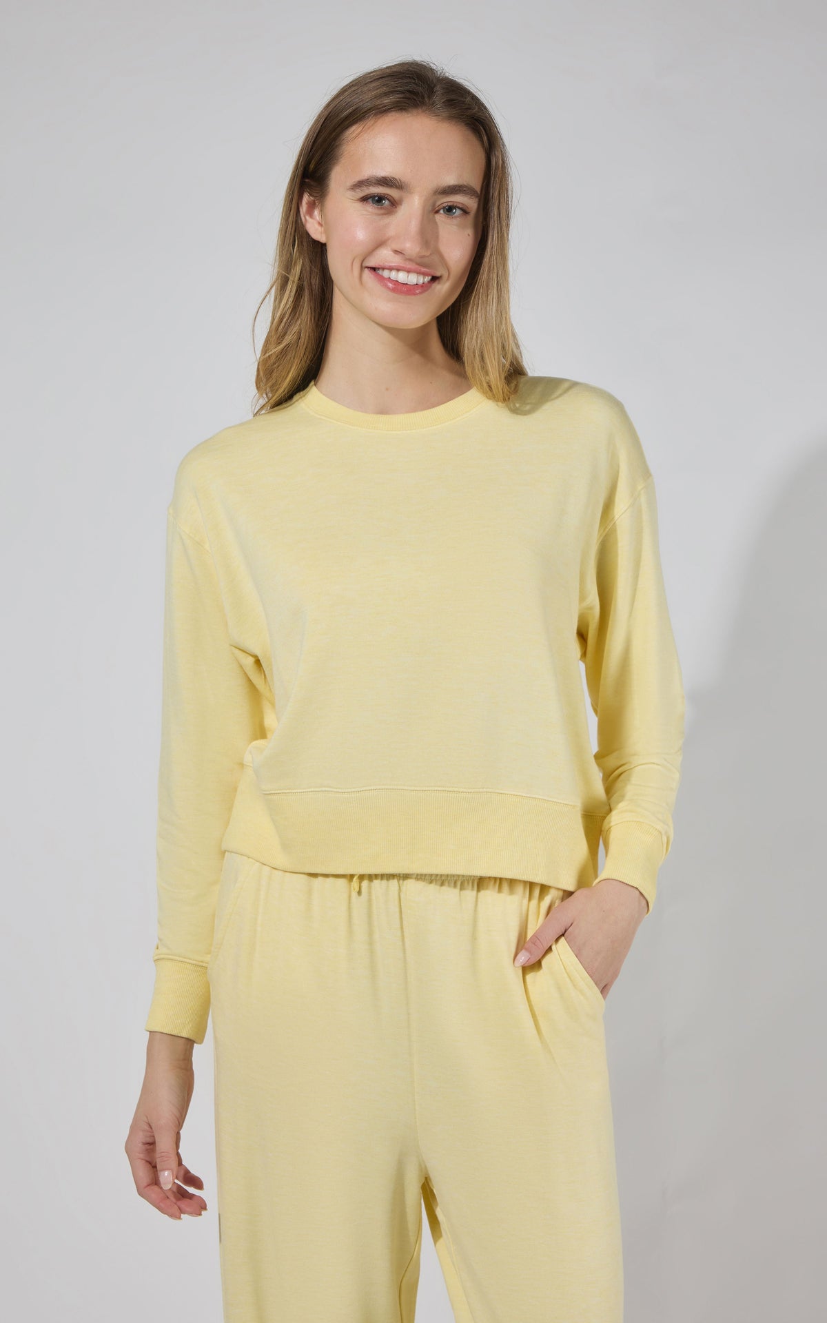90 Degree by Reflex Modal Terry Crew Long Sleeve