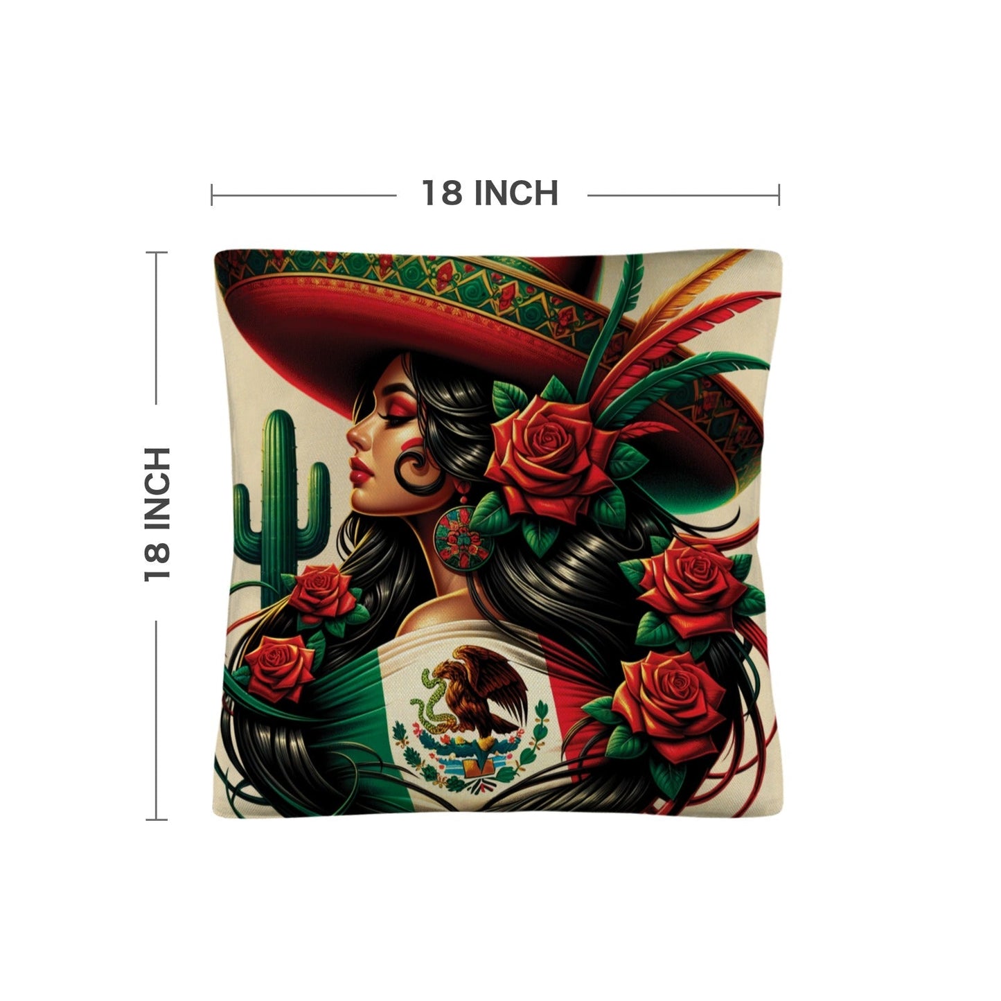 Colores De Mexico La Mexicana Pillow Case Made in America