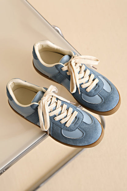 Eliana Blue Two Tone Suede Patched Lace Up Sneakers