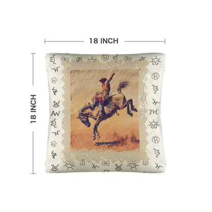 Baha Ranch Vintage Rodeo Stamp Throw Pillow Made in America
