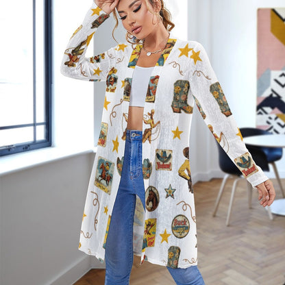 Baha Ranch Vintage Cowgirl Collage Western Lightweight Cardigan