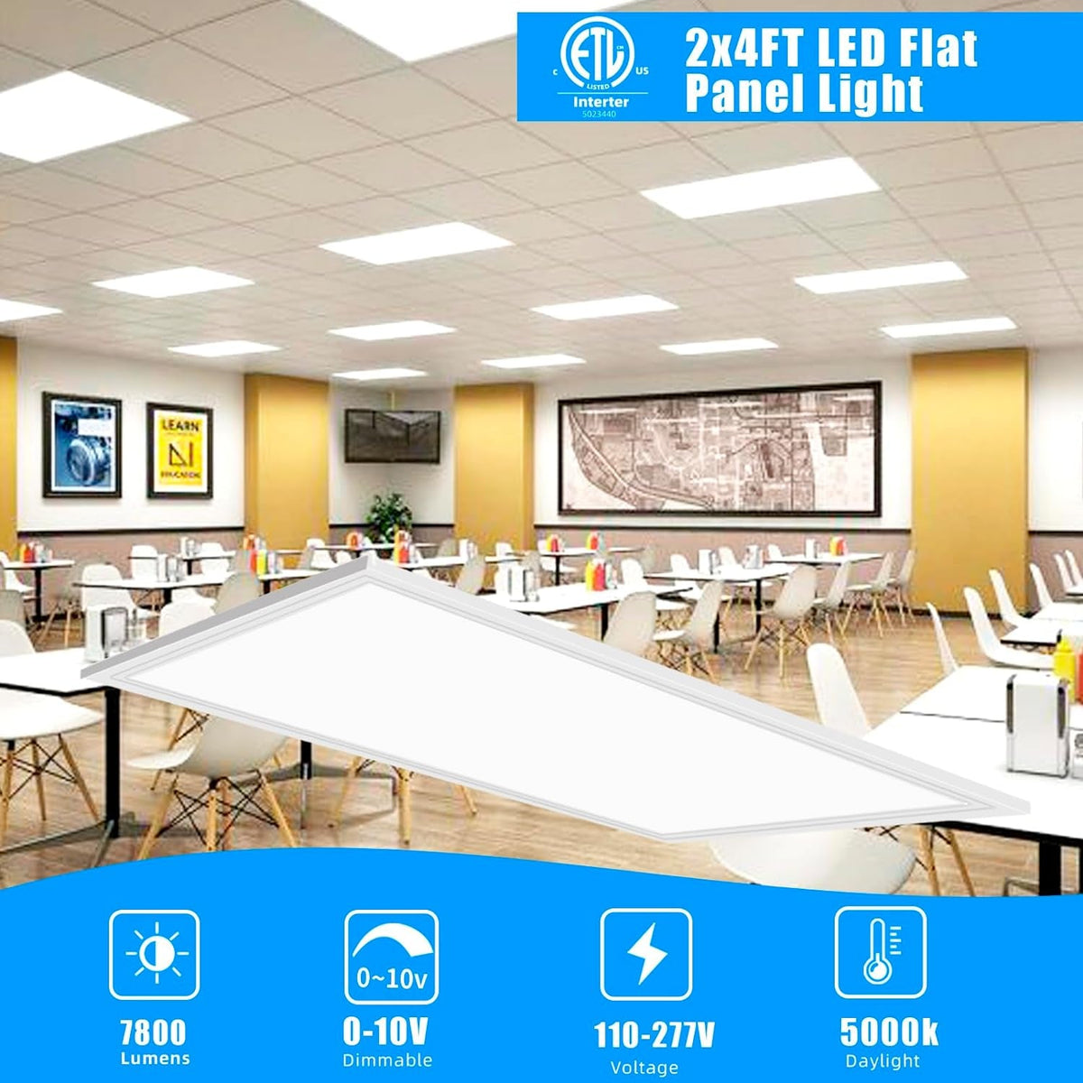 2x4 LED Flat Panel Light 4 Pack Dimmable 7800LM 5000K Ceiling Lighting Commercial Office Ready by ShipItFurniture