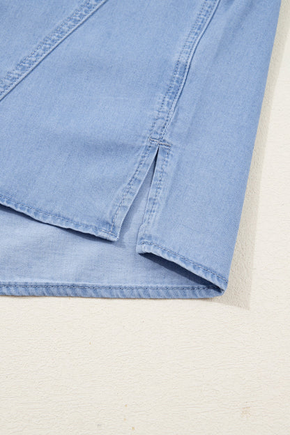 Blake Washed Drop Shoulder Bracelet Sleeve Chambray Shirt