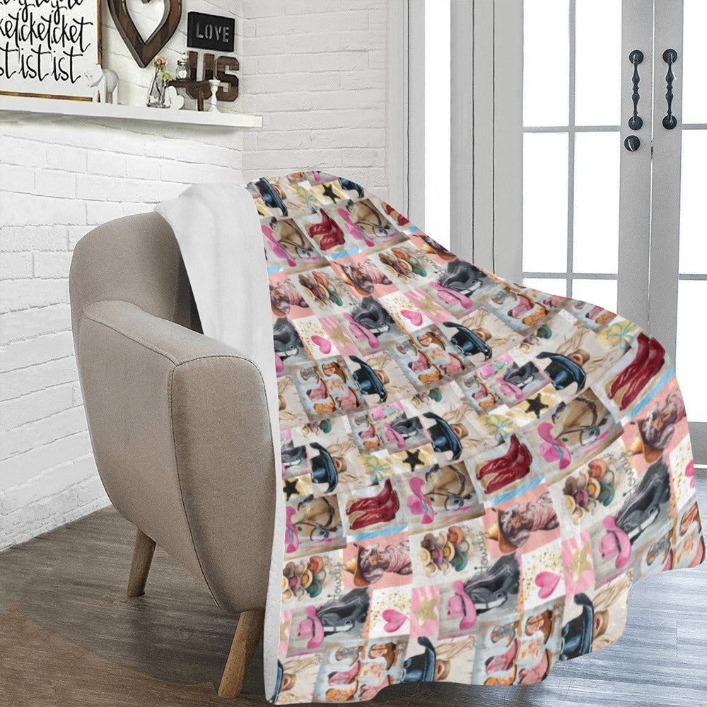 Danilo Painted Cowgirl Collage Throw Blanket 60" x 80 Made in America