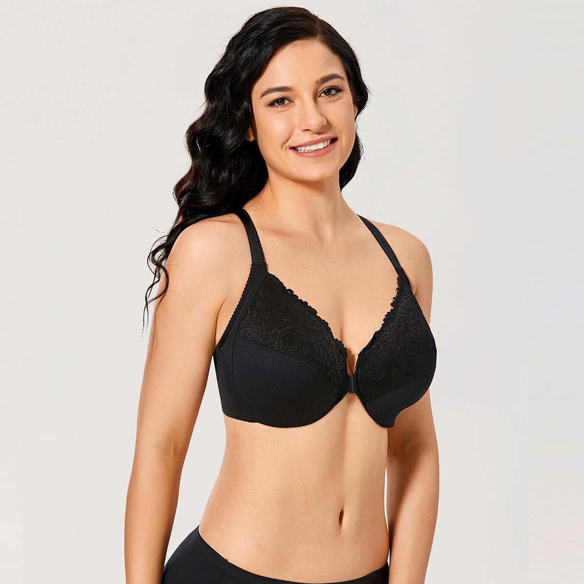 Front Closure Lace Underwire Full Coverage Bra