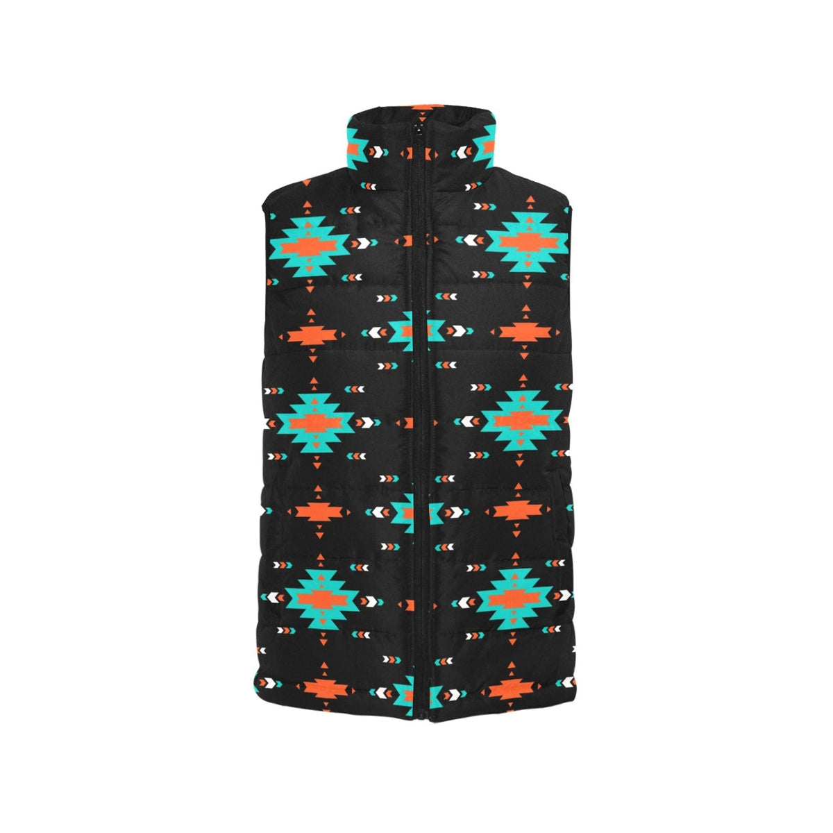 Baha Ranch Turquoise Orange Aztec Women's Western Puffy Vest