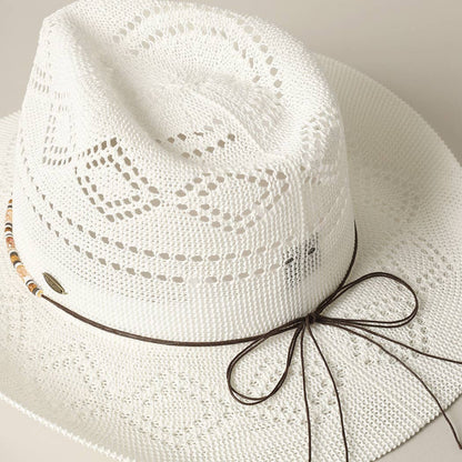 SSR Women's Eco-Friendly Woven Cowboy Panama Adjustable Sun Hat - White