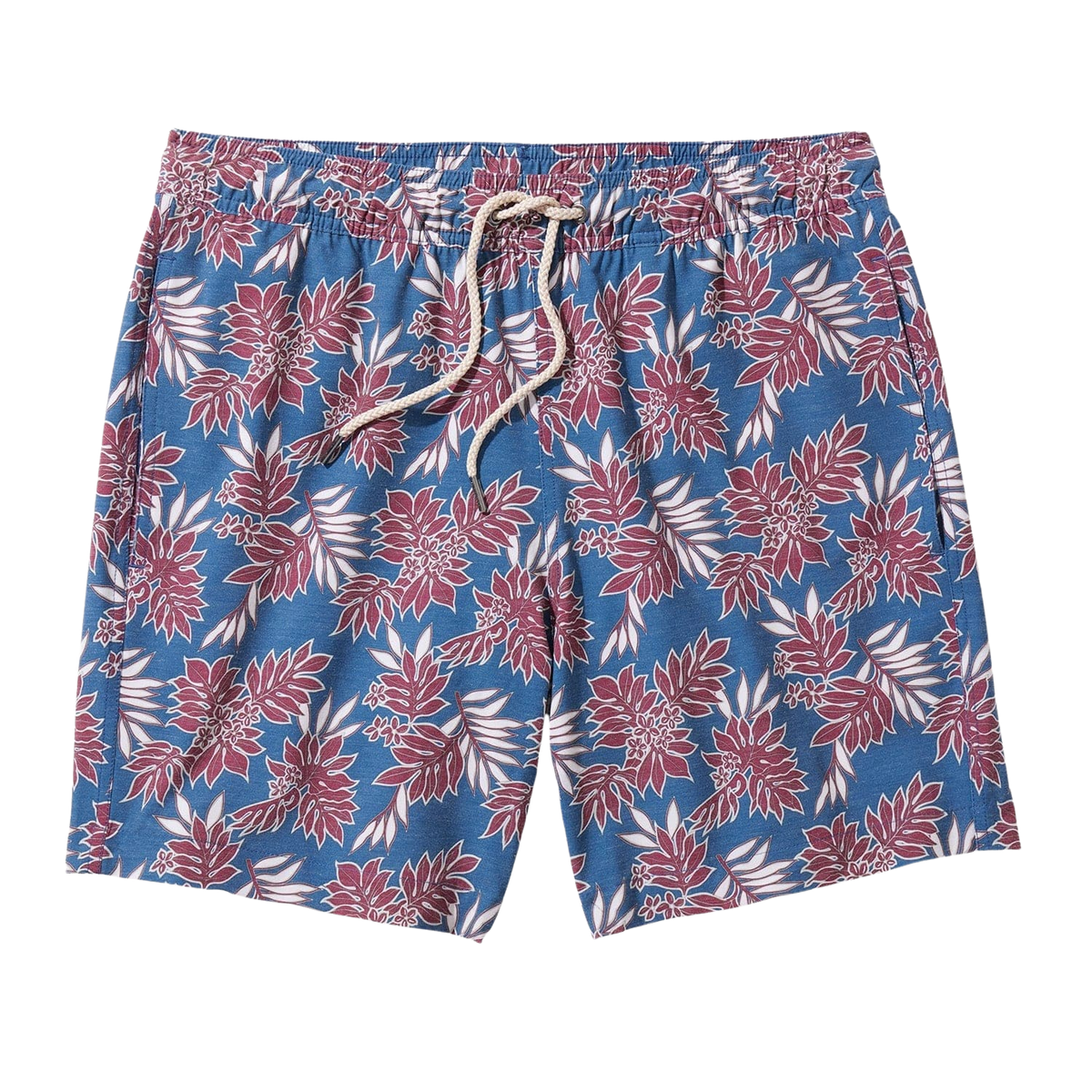 Fair Harbor Men's The Bayberry Swim Trunk Boardshorts - Navy Crimson Leaves