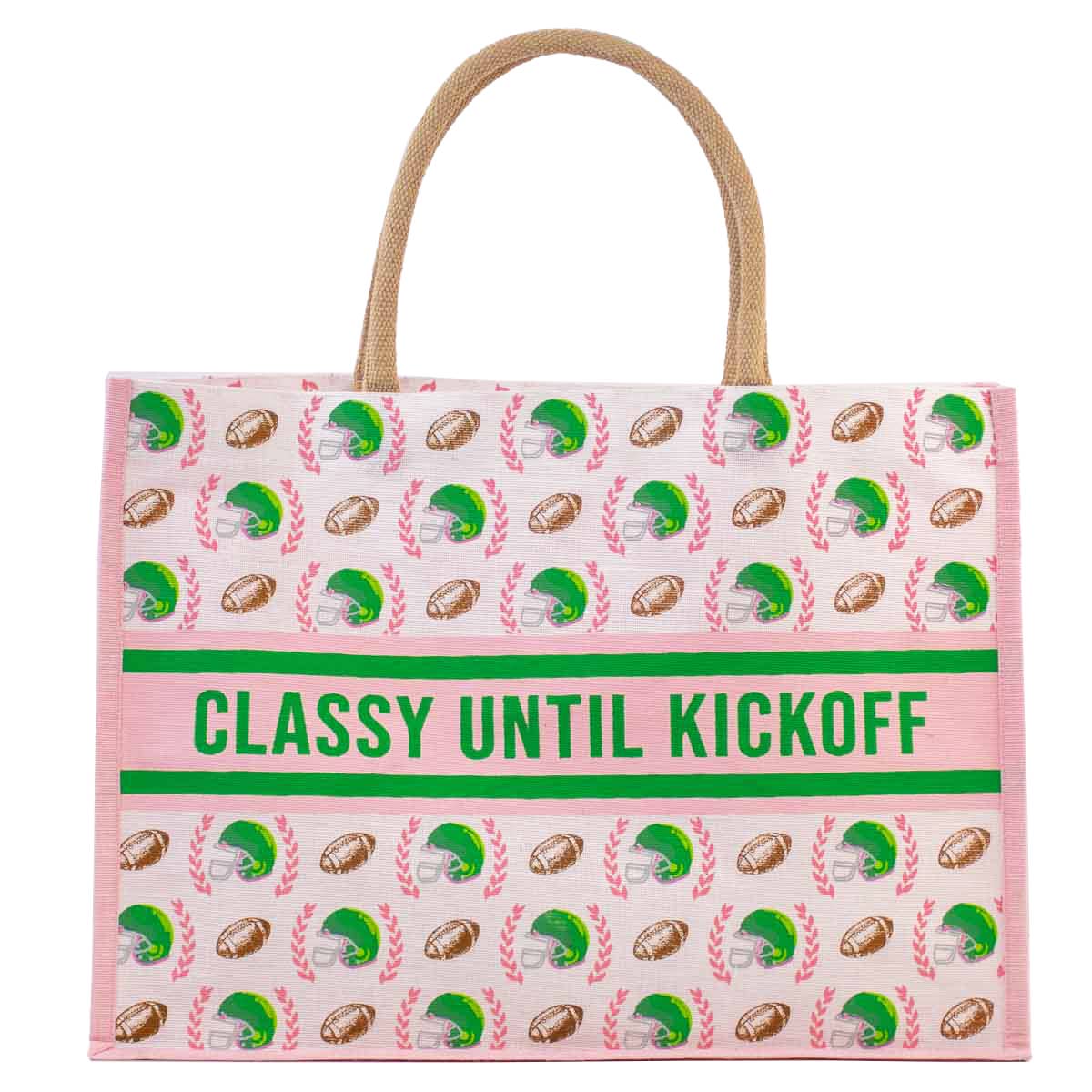 Classy Until Kickoff Juco Tote   Pink/Multi   19x14x7.5
