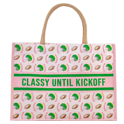Classy Until Kickoff Juco Tote   Pink/Multi   19x14x7.5