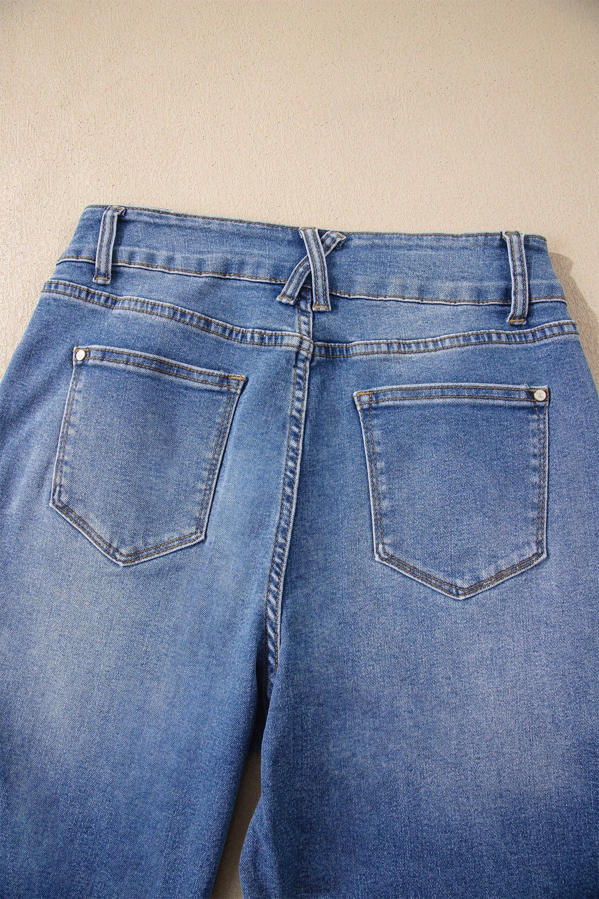 Eva - Sky Blue Double Button Zip Fly Straight Leg Jeans