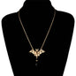 Black Acrylic & Goldtone Bat Pendant Necklace