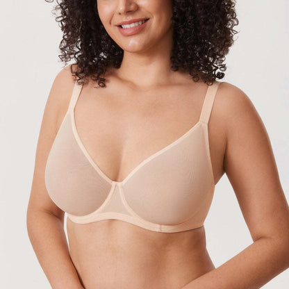 Cosnufy Sheer Mesh Plunge Underwire Full Coverage Bra