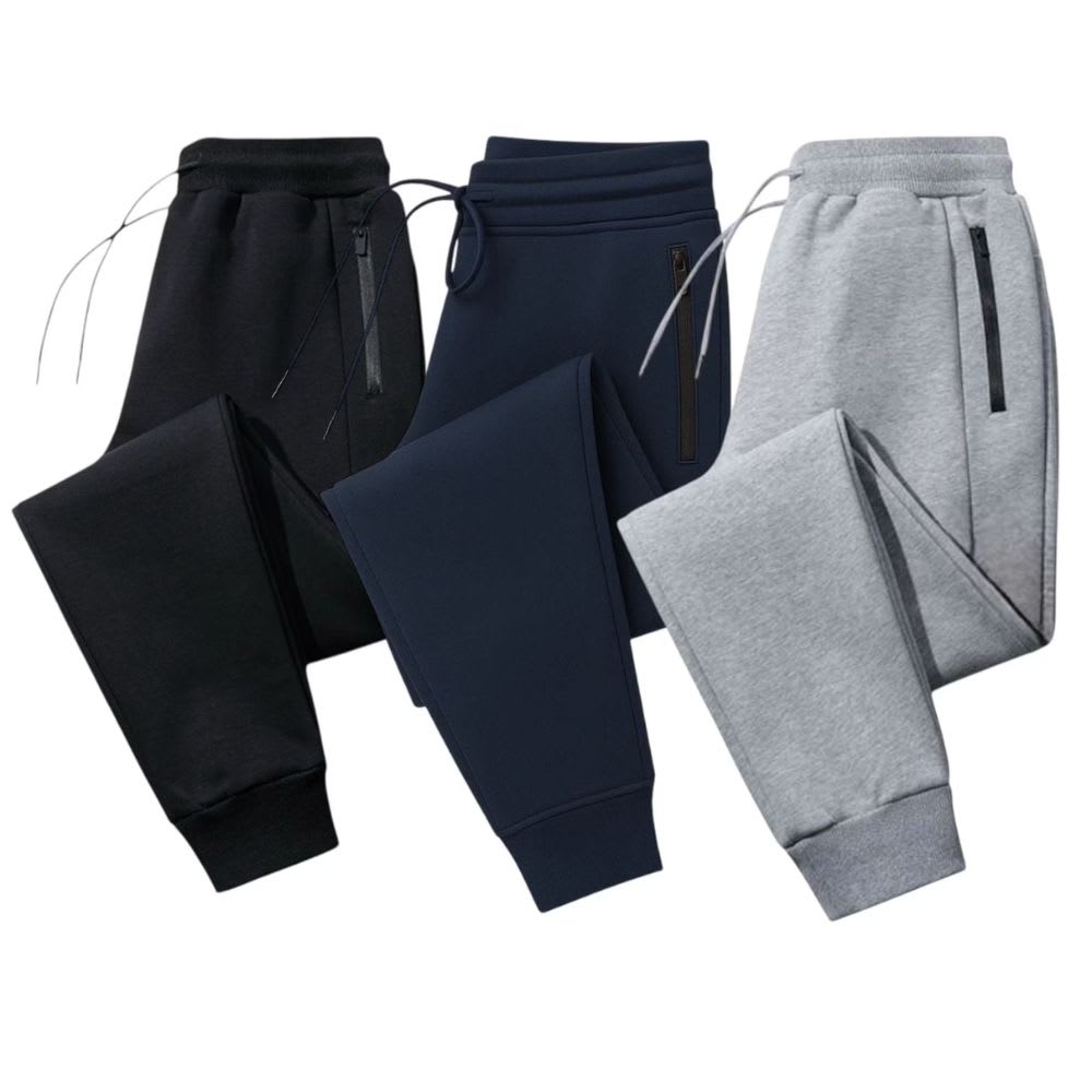 BenBen Mens 3 Pack Ultra Soft Fleece Zipper Pocket Jogger