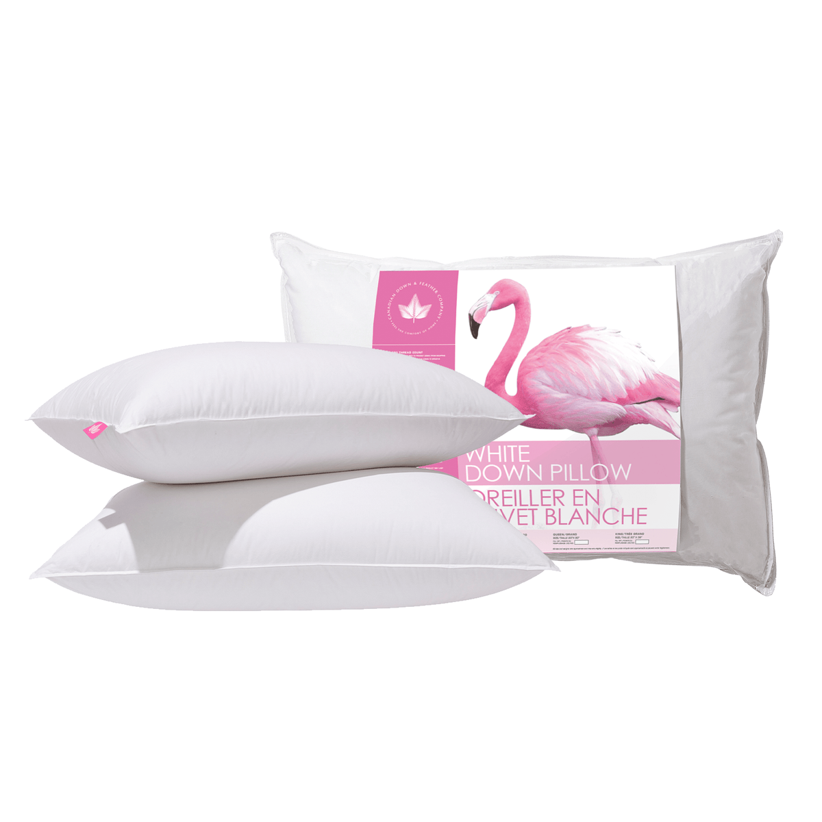 Canadian Down & Feather Company White Down Pillow, Firm Support 2 Pack