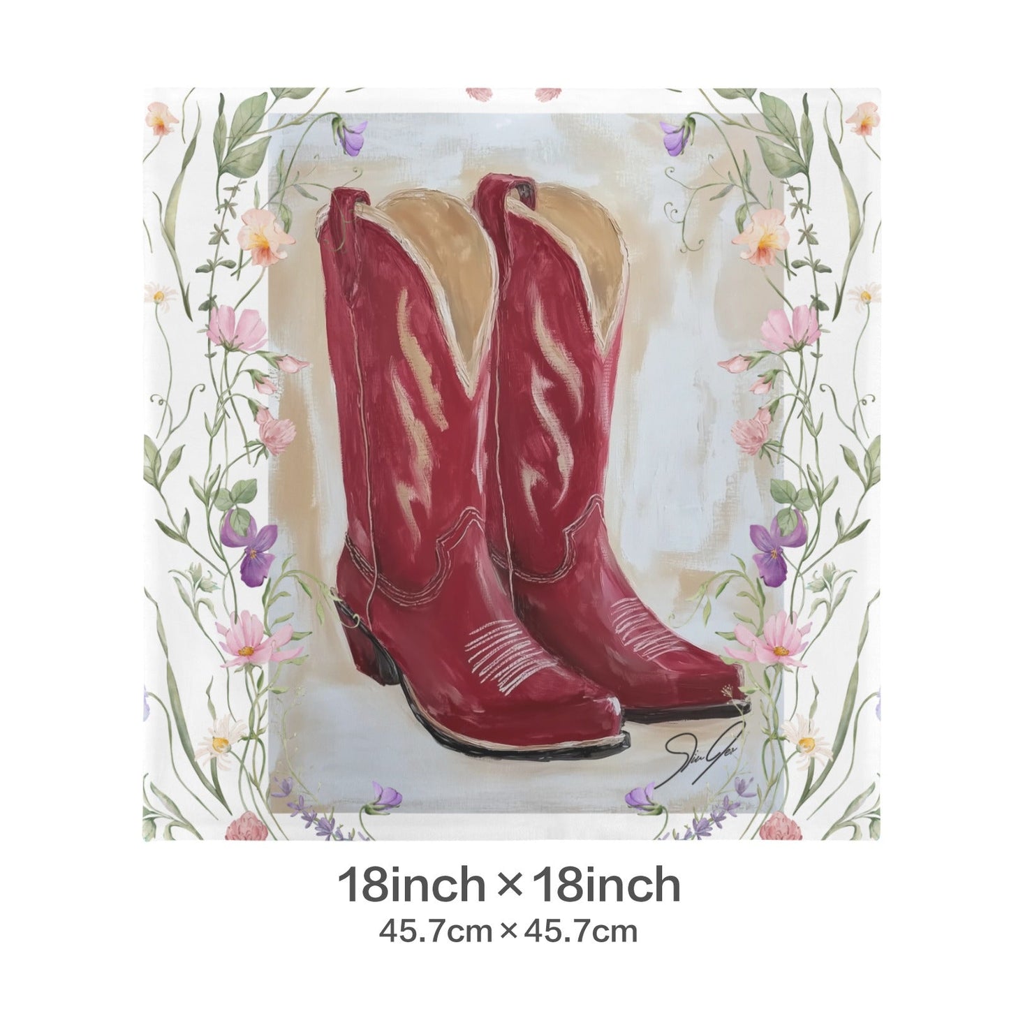 Baha Ranch Red Boots Velvety Soft Throw Pillow Case Made in America