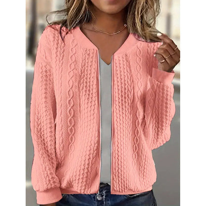 Bomber Jackets For Women Cute Jacquard Coats Lightweight Zip Up Jackets