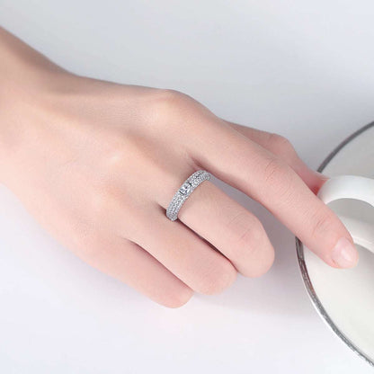 Crystal & Cubic Zirconia Silvertone Band Ring