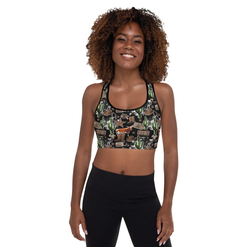 Cowboy Collage Sports Bra