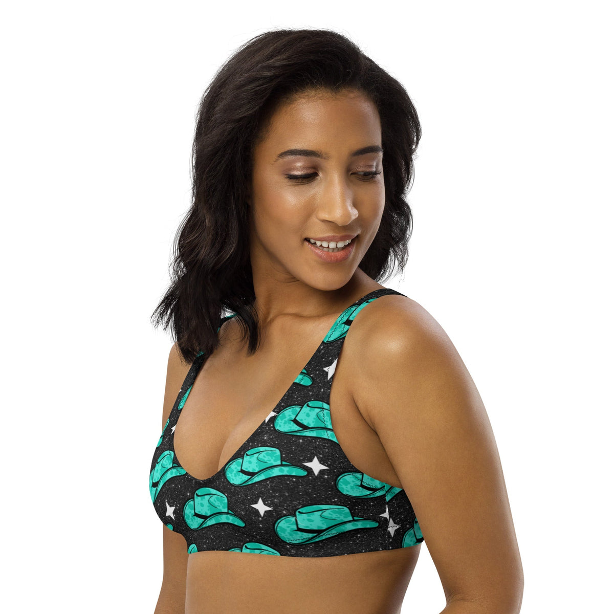 Baha Ranch Yeehaw Turquoise Hat Bikini Top
