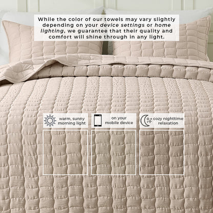 Gauze-Inspired Texture Quilt Set - Wave Stitch Collection