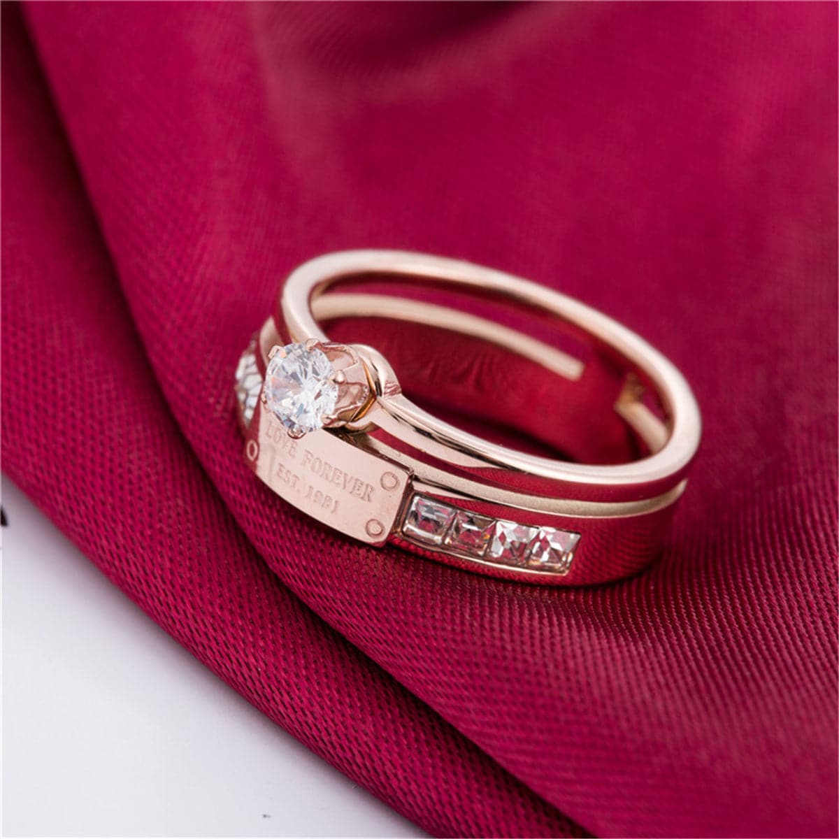 Cubic Zirconia & Rose Goldtone Cocktail Ring
