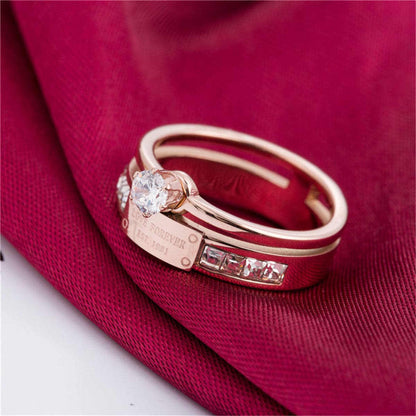 Cubic Zirconia & Rose Goldtone Cocktail Ring