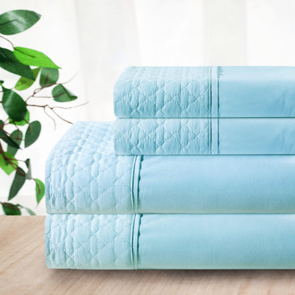 Elegant Comfort Quilted 4-Piece Sheet Set, Premium Hotel Quality