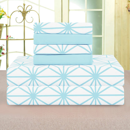 Elegant Comfort 6-Piece Cube Bed Sheet Set  - Geometric Pattern - Soft as a Hotel Premium Quality