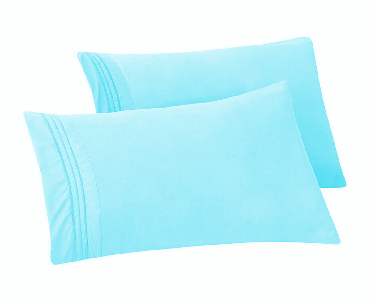 Elegant Comfort Set of 2 Pillowcases- 3 Line Embroidery