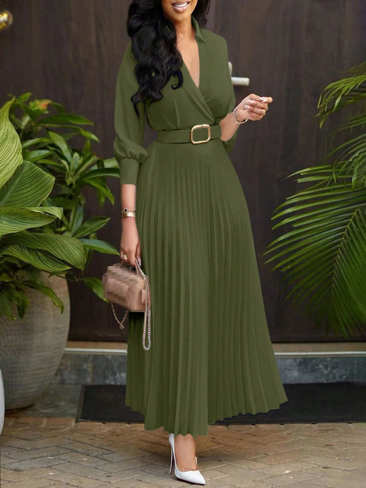 Chic YC Women's 3/4 Sleeve Flared A Line Dress