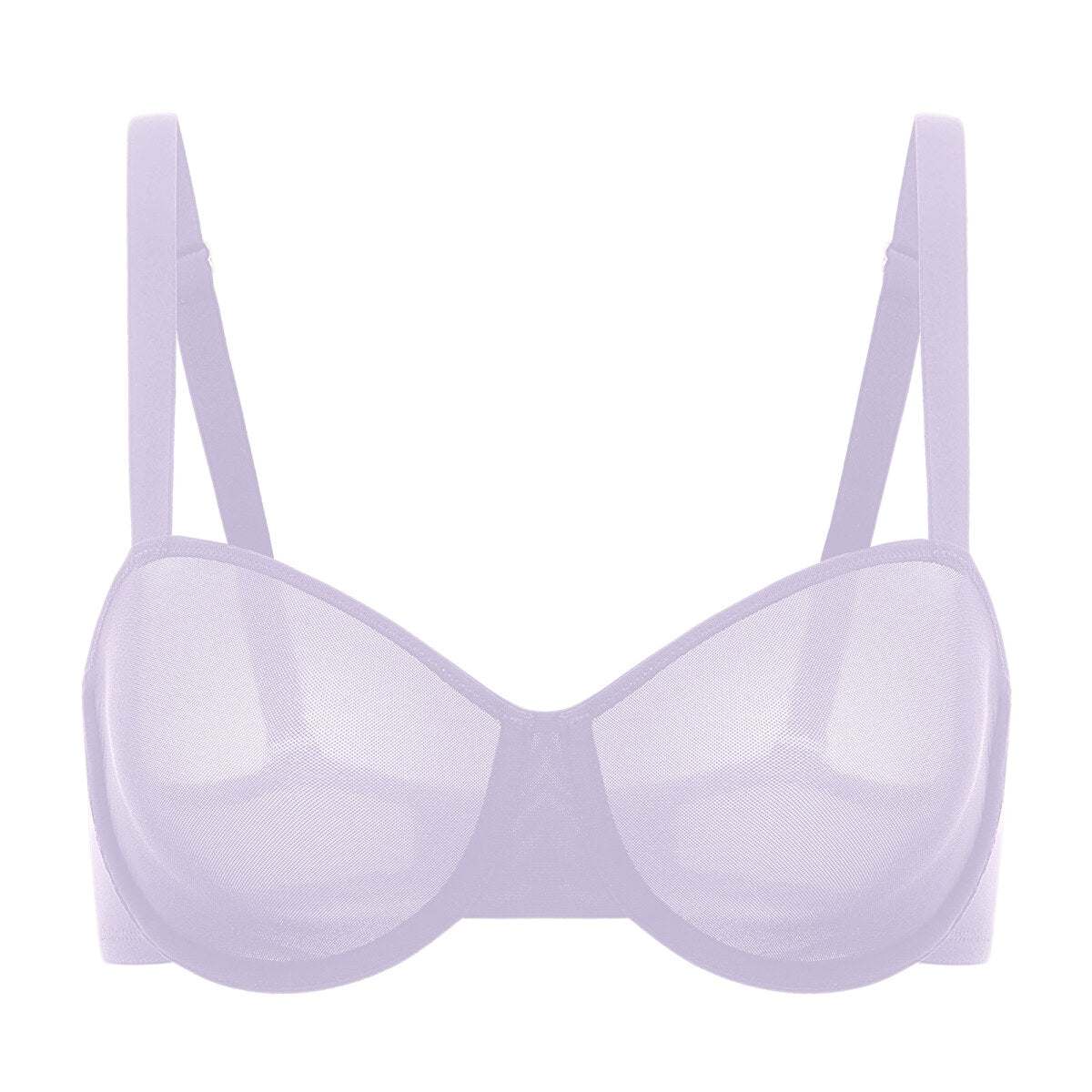 Cosnufy Sheer Mesh Balconette Bra