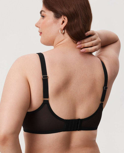 Cosnufy Sheer Mesh Balconette Underwire Full Coverage Unlined Bra