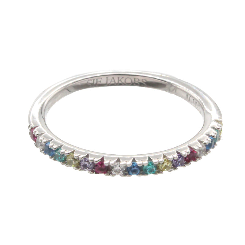 Silver Ring Size 52 Sif Jakobs Ellera Multi Coloured Cubic Zirconia