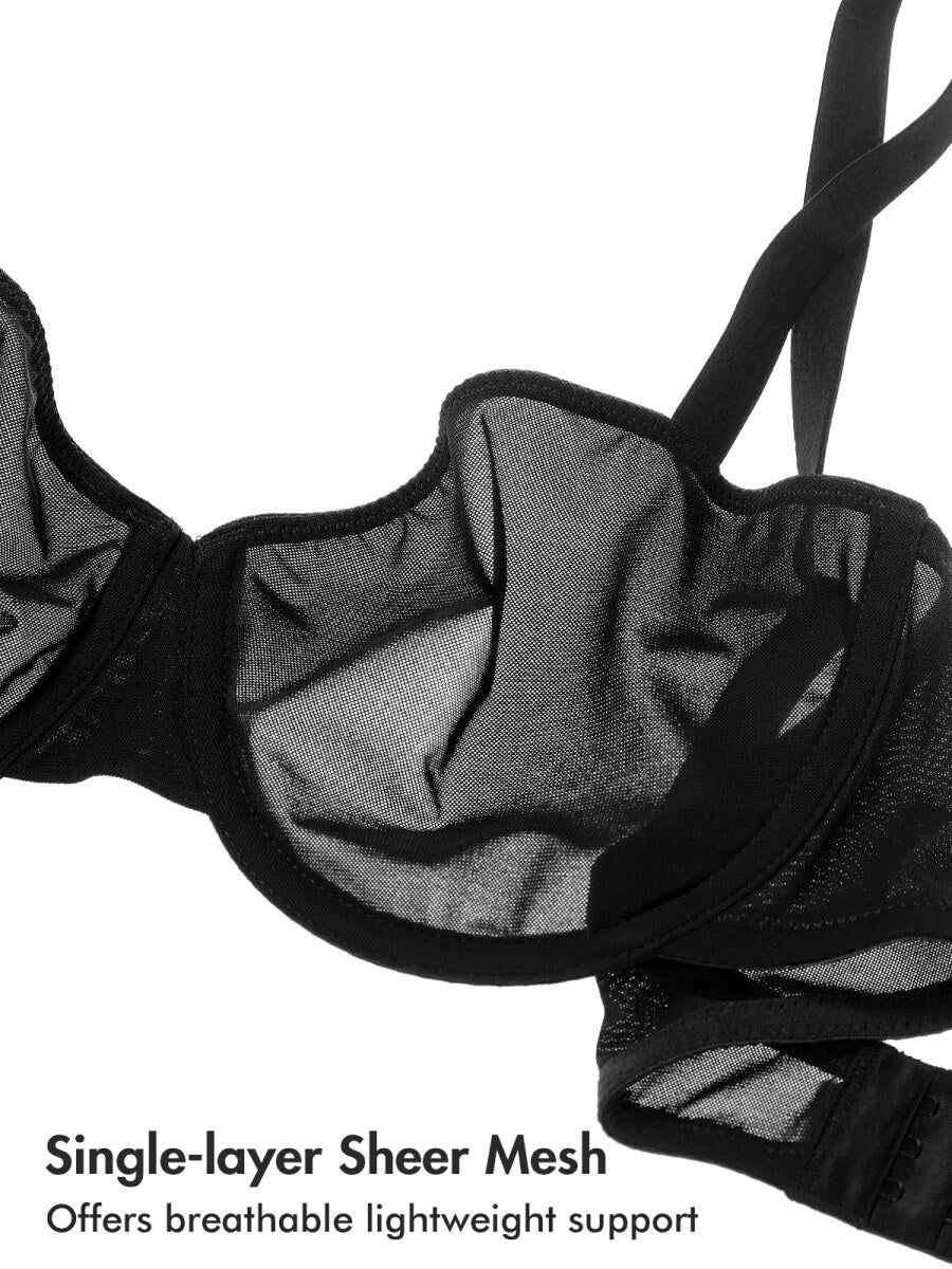 Cosnufy Sheer Mesh Balconette Bra