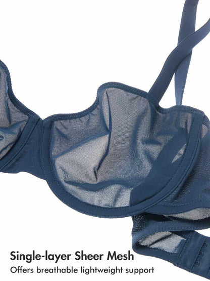 Cosnufy Sheer Mesh Balconette Bra