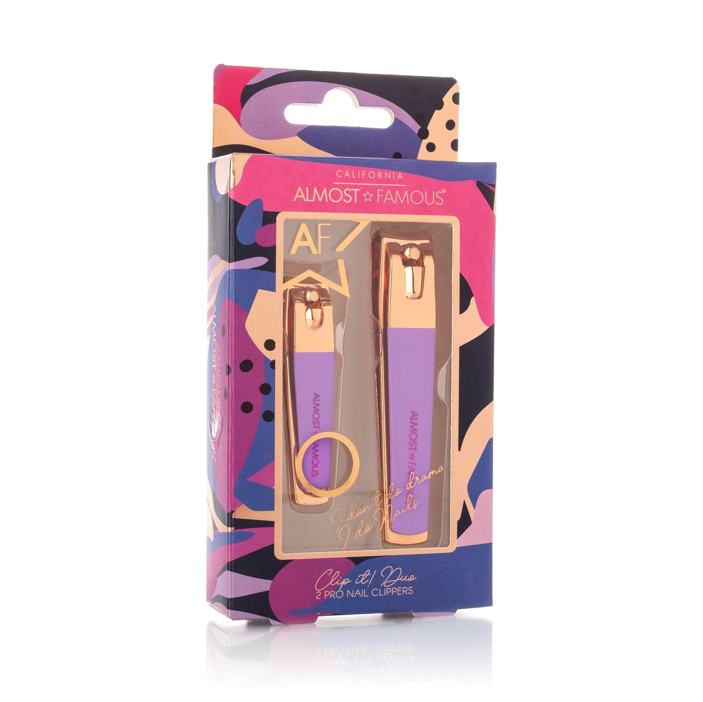Almost Famous Rose Gold 2-Piece Nail Clipper Set - Purple