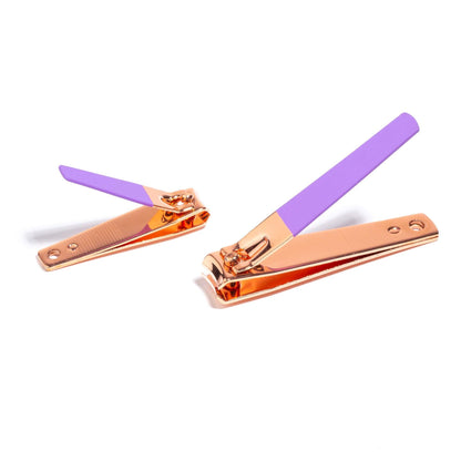 Almost Famous Rose Gold 2-Piece Nail Clipper Set - Purple