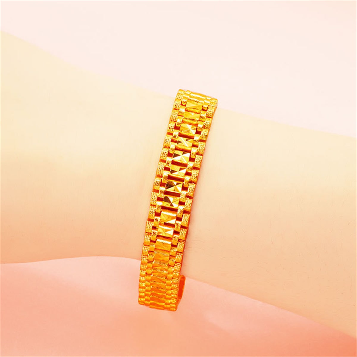 24k Goldtone Square Watch Bracelet