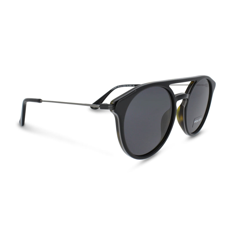 Police Black Havana Round Men's Sunglasses Clint 1 SPL722 *EX DISPLAY*