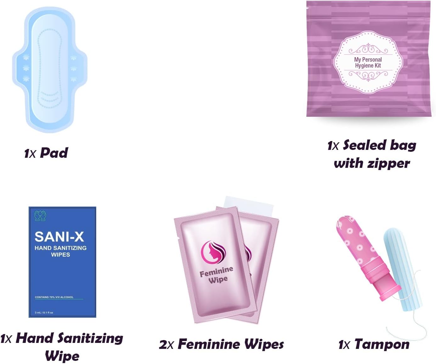 Feminine Hygiene Kits Pack of 10 (Purple)
