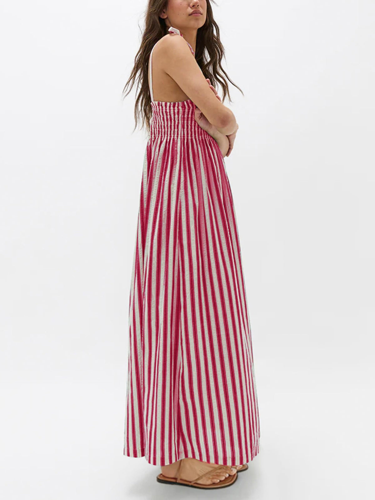 Women's Striped Smocked Maxi Dress