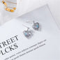 Cat's Eye & Crystal Cubic Zirconia Silvertone Heart Drop Earrings