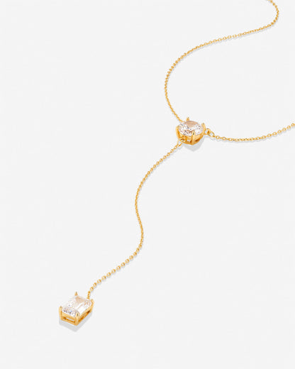 Beautifully Broken Emerald Cut Lariat Necklace