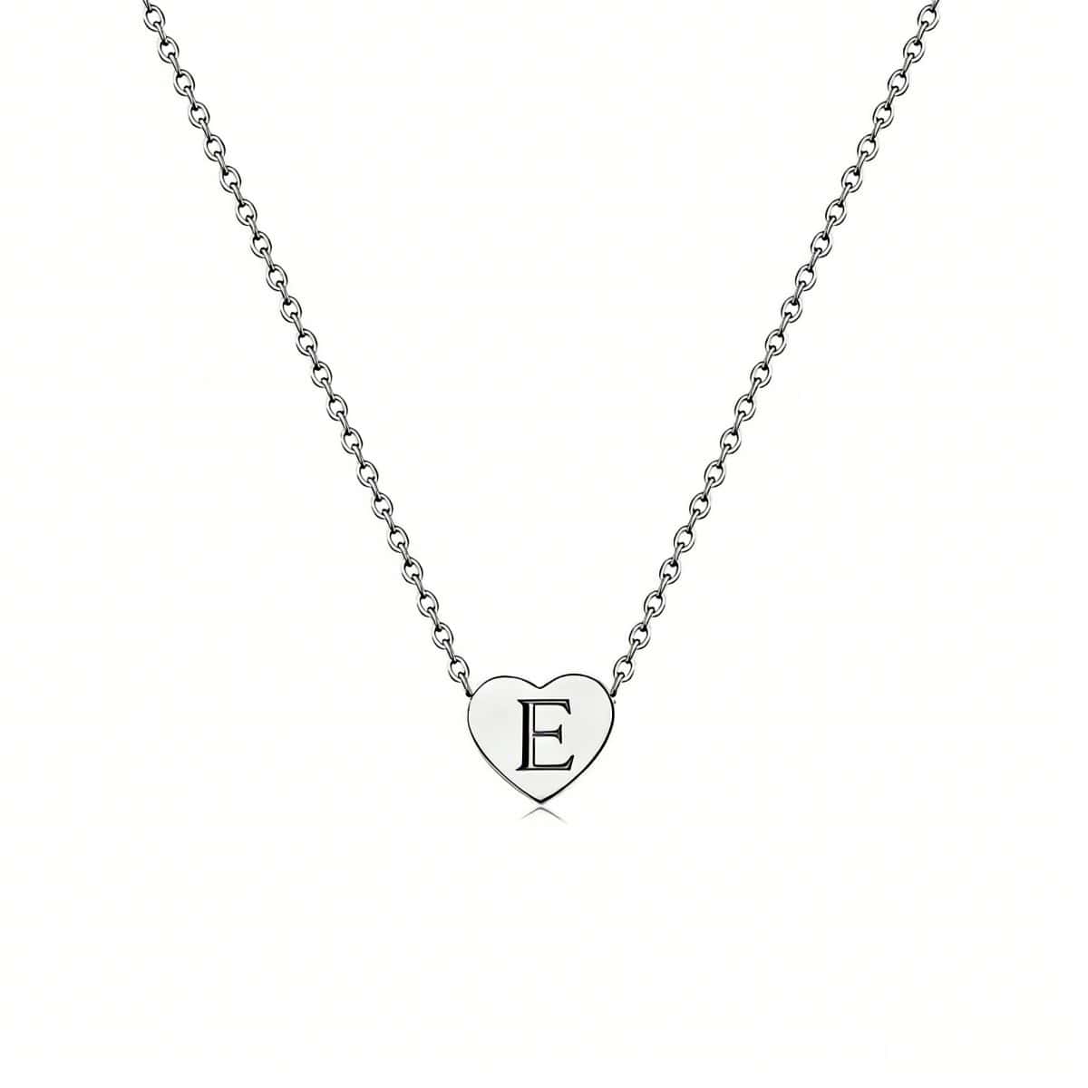 Dainty Initial Heart Necklace Personalized 26 Letters Available
