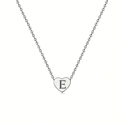 Dainty Initial Heart Necklace Personalized 26 Letters Available