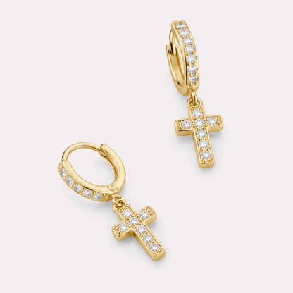 Crystal Cross Earrings