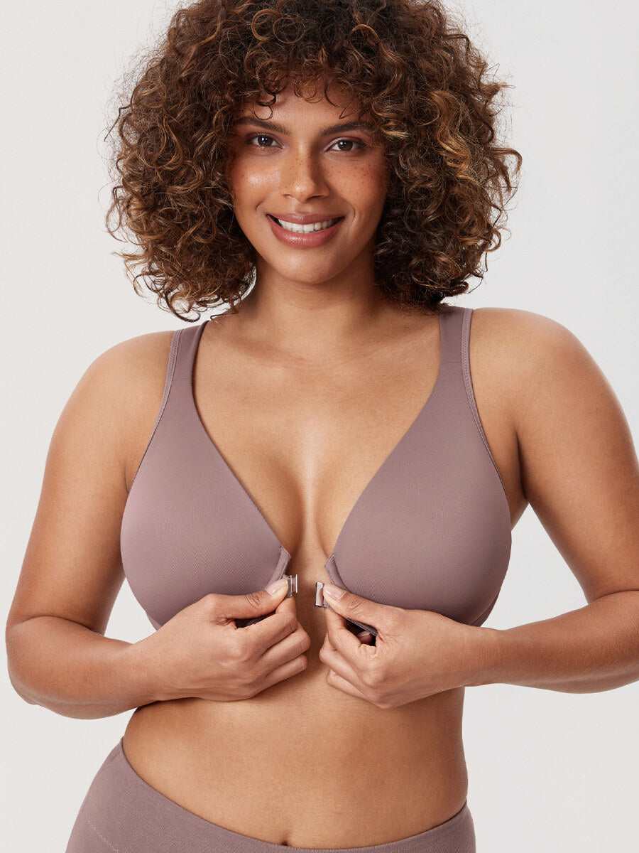 Front Closure Posture Support Underwire Plunge Bra