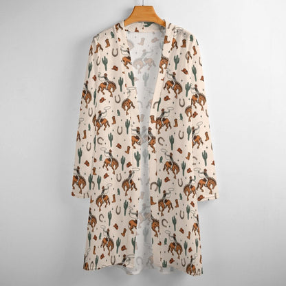 Baha Ranch Rodeo Cowboy Print Lightweight Cardigan